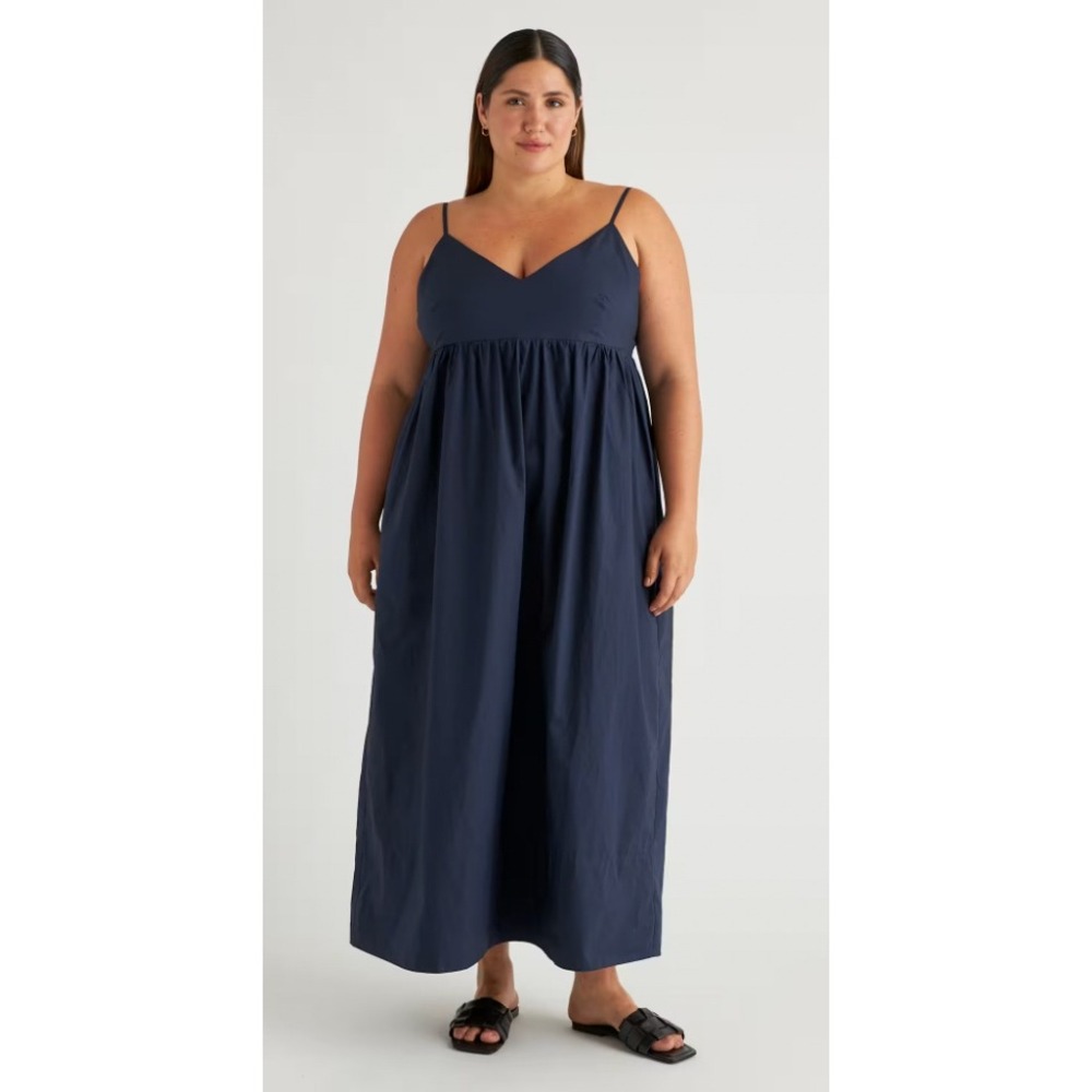 Quince Navy Blue 100% Organic‎ Cotton Sleeveless Maxi Dress XL New With Tags